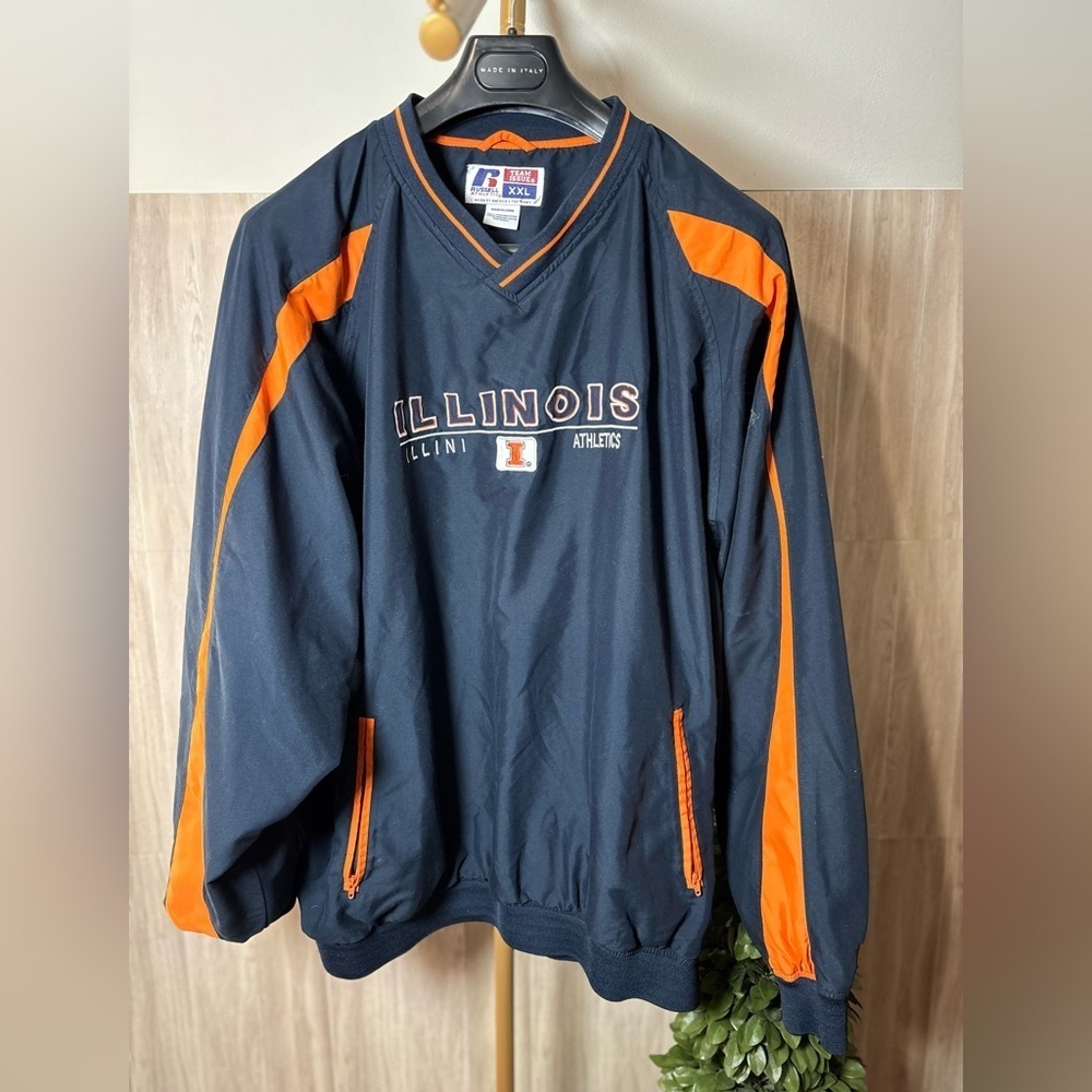 Russell Athletic Navy and Orange Illini Illinois Team Issue Jacket